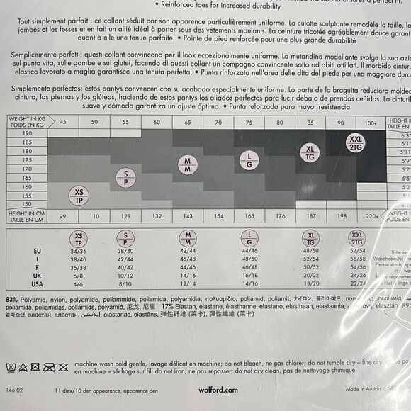 NWT Wolford Individual 10 Control Top Tights 14602 XS - Picture 5 of 5